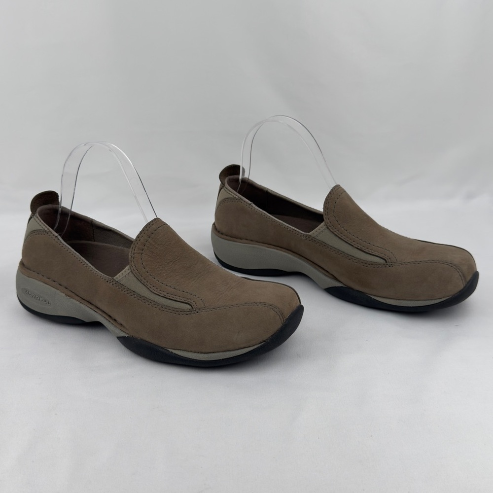 Merrell Taupe Leather Slip On Loafers Comfort Walking Shoes Women’s 7.5